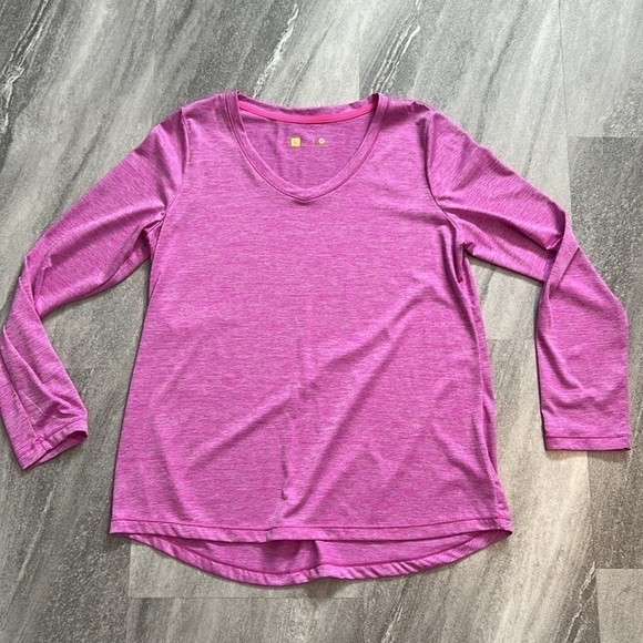 Pinky Purple marl Workout long sleeved shirt Large V-Neck - Picture 9 of 12